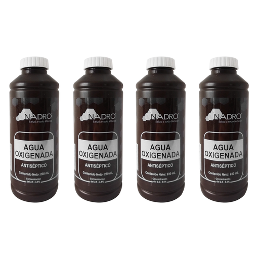 AGUA OXIGENADA NADRO CUATRO PZS DE 230 ML C/U - 920 Mililitros