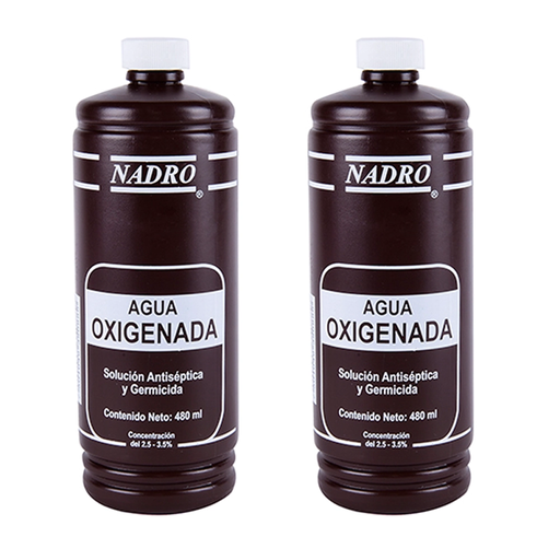 AGUA OXIGENADA NADRO DOS PZS DE 480 ML C/U - 960 Mililitros