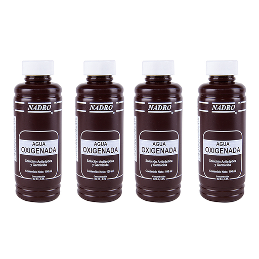 AGUA OXIGENADA NADRO CUATRO PZS DE 100 ML C/U - 400 Mililitros