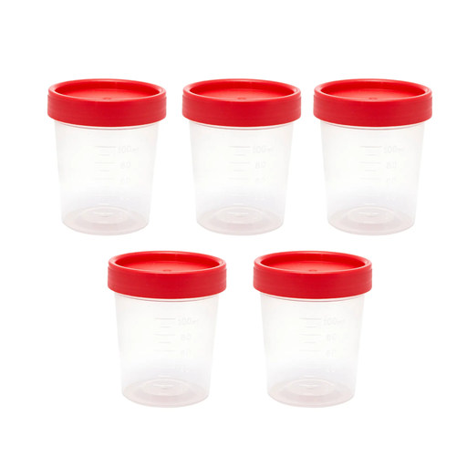VASO COPRO CON TAPA 5 PZS DE 100 ML C/U - 5 Piezas