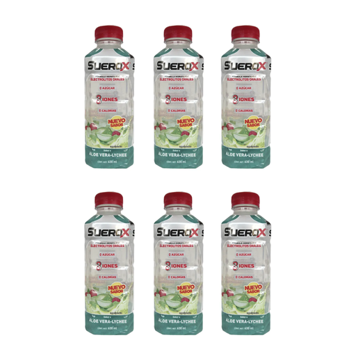 SUEROX ALOE VERA - LYCHEE SEIS PZS CON 500 ML C/U - 6 Piezas