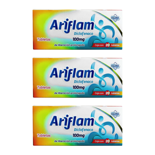 ARIFLAM 100 MG TRES CAJAS CON 20 GRAG C/U 100 mg 60 Grageas