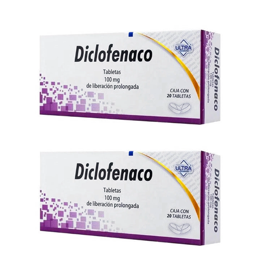 DICLOFENACO 100 MG DOS CAJAS CON 20 TABS C/U 100 mg 40 Tableta(s)