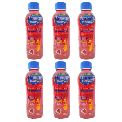 ELECTROLIT FRESA PED 6 PZS CON 500 ML C/U