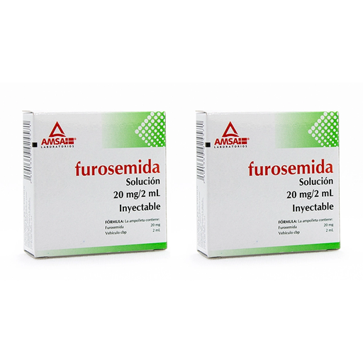 FUROSEMIDA 20 MG DOS CAJAS CON CINCO AMPOLLETAS C/U 20 mg 10 Ampolletas