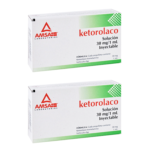 KETOROLACO 30 MG DOS CAJAS CON TRES AMPOLLETAS C/U 30 mg 6 Ampolletas