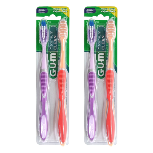 CEPILLO DENTAL GUM MED DOS PAQ C/DOS CEPILLOS C/U MEDIANO 4 Paquete Duo