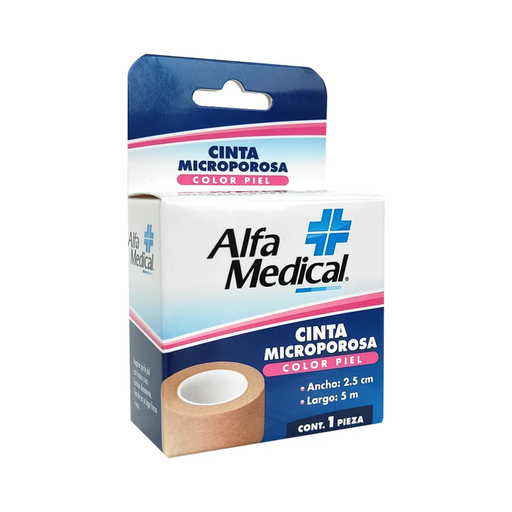 CINTA MICROPOROSA ALFA MEDICAL COLOR PIEL 2.5cm X 5m 1 Pieza