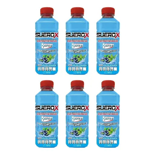 SUEROX MORA AZUL HIERBABUENA SEIS PZS CON 630 ML CU