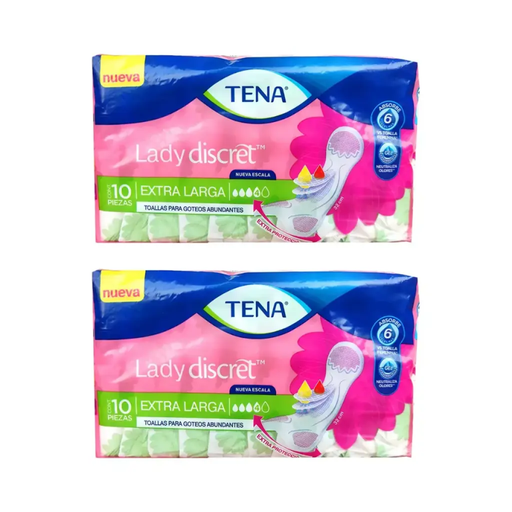 TOALLA TENA LADY DISCRET 10pzs EXTRA LARGA 2PACK