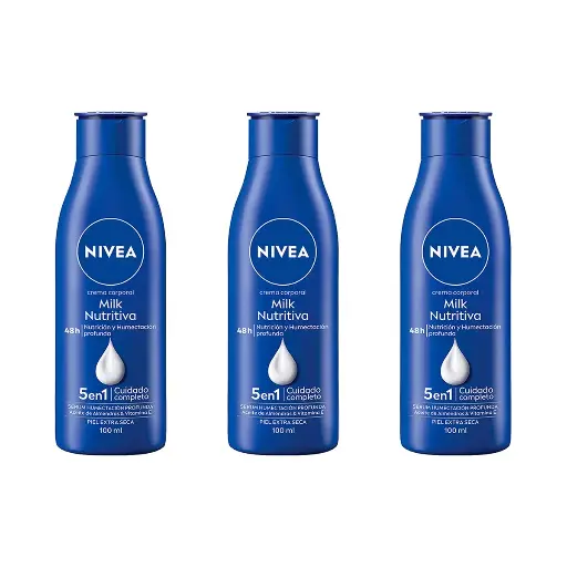 NIVEA CREMA CORPORAL MILK NUTRITIVA TRES PZAS DE 100ML