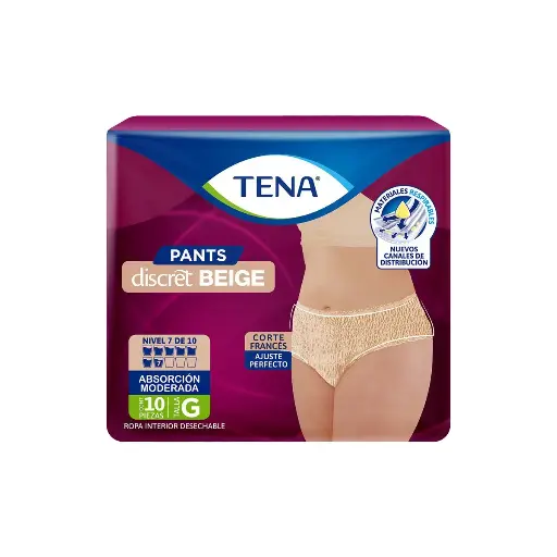 TENA PANTS DISCRET BEIGE G 10 PZS