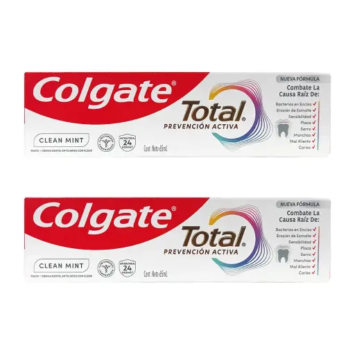 PASTA DENTAL COLGATE TOTAL CLEAN 2 PZS CON 65 ML C/U