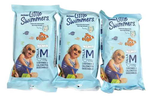 LITTLE SWIMMERS HUGGIES TM PAQ 3 BOLSAS C/3PZAS C/U