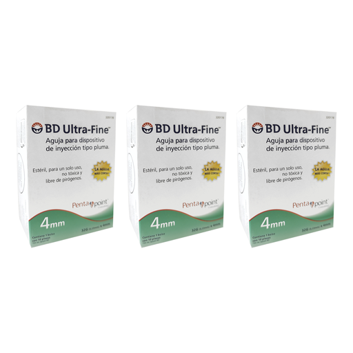 AGUJA BD ULTRA FINE 32g X 4mm 10pz Pack 3 Cajas