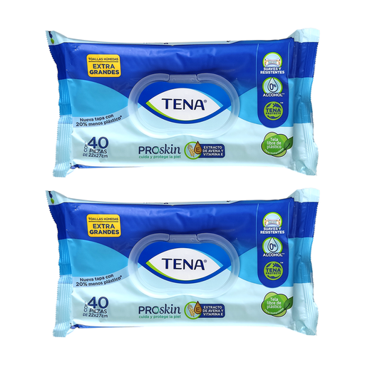 TOALLAS HUMEDAS TENA PROSKIN EG 40pzs 2PACK