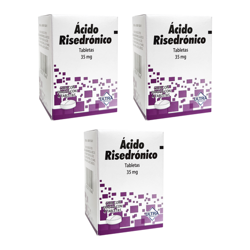 Acido Risedrónico Pack 3 Cajas Con 4 Tabletas De 35mg C/caja 