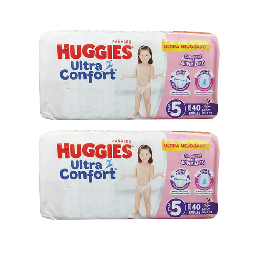 HUGGIES ULTRA CONFORT NINA E5 C/40 PAÑALES PACK2 