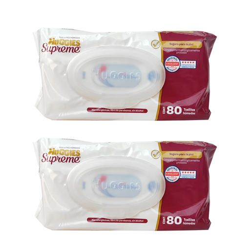 Huggies Supreme Toallitas Húmedas Para Bebe C/80 2 Pack 