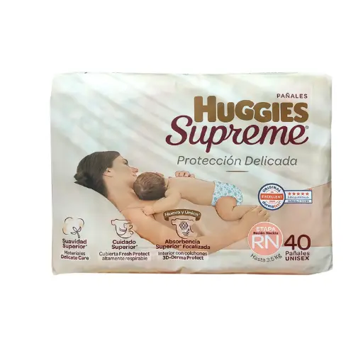 HUGGIES SUPREME UNISEX RN C/40 PAÑALES