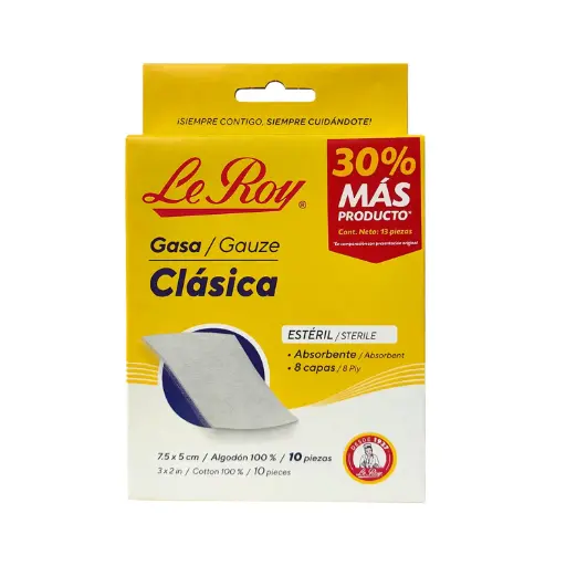 GASA CLÁSICA 7.5cm X 5cm LE ROY CAJA CON 10 Pzs