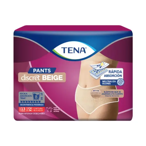 TENA PANTS DISCRET BEIGE M 13pzs