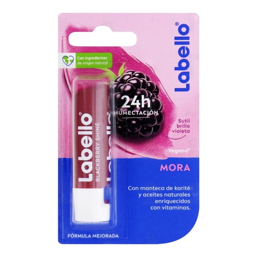 LABELLO PROTECTOR LABIAL MORA 24h Hidratación Profunda, Brillo Violeta y Aroma Afrutado